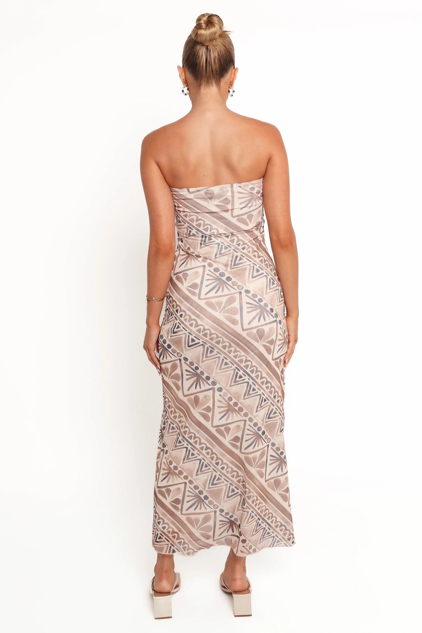 Saskia Strapless Midi Dress Brown