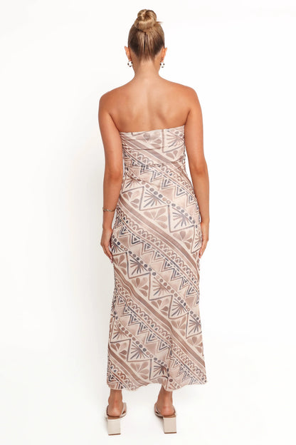 Saskia Strapless Midi Dress Brown