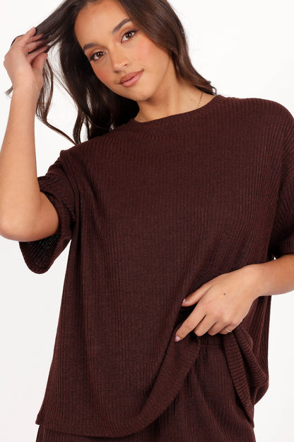 Granger Knit Short Set Chocolate Brown