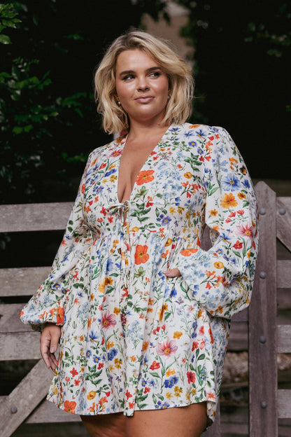 Irisa Long Sleeve Romper Garden Floral