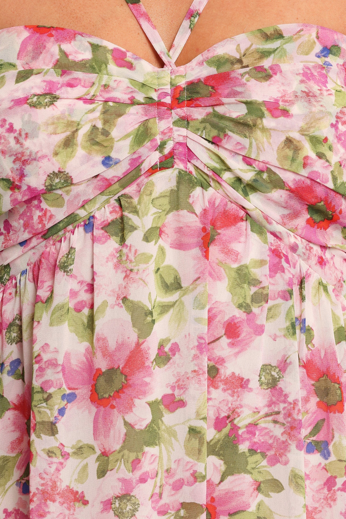 Cascade Halterneck Maxi Dress Carmine Rose