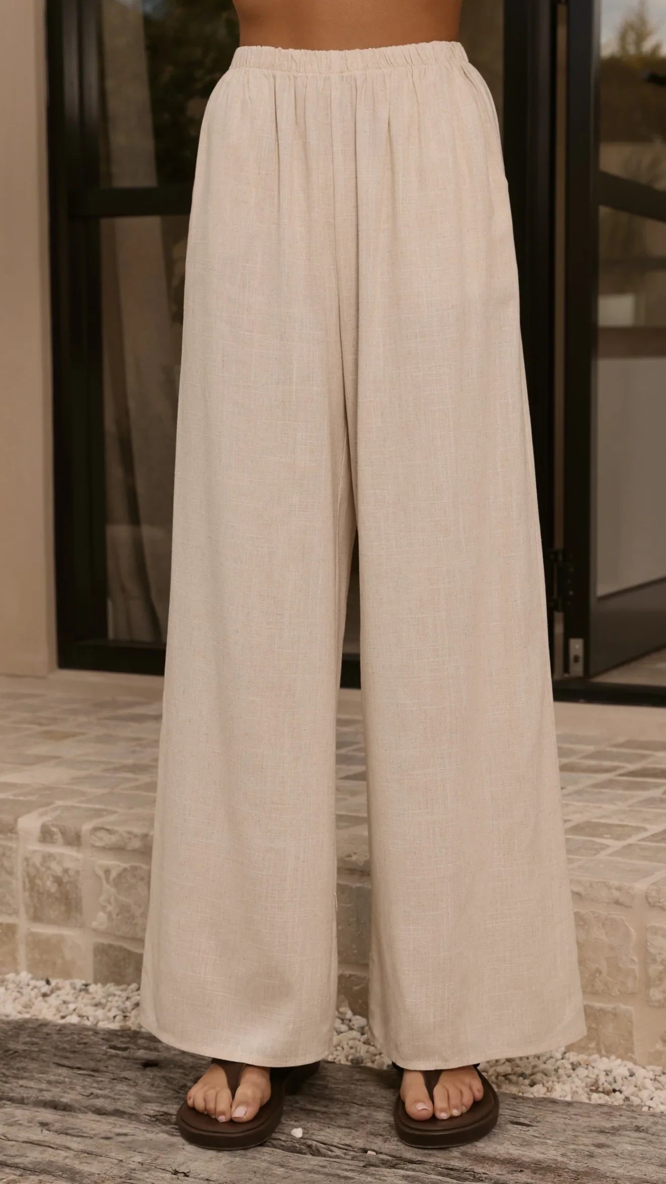 Maison Strapless Top Pants Set Oat