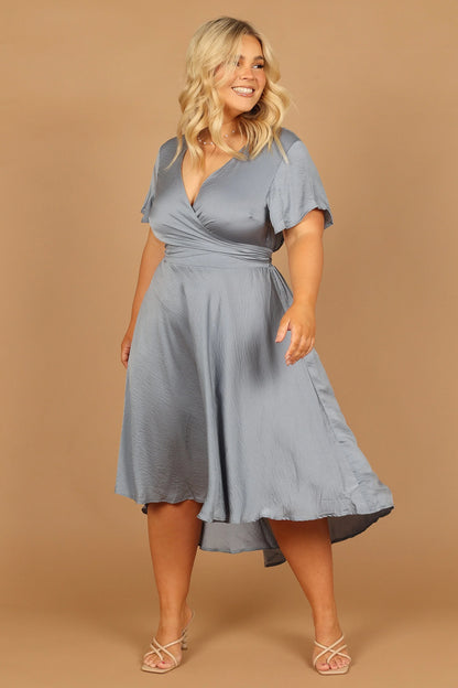 Amanda Hi Lo Tie Front Dress Blue