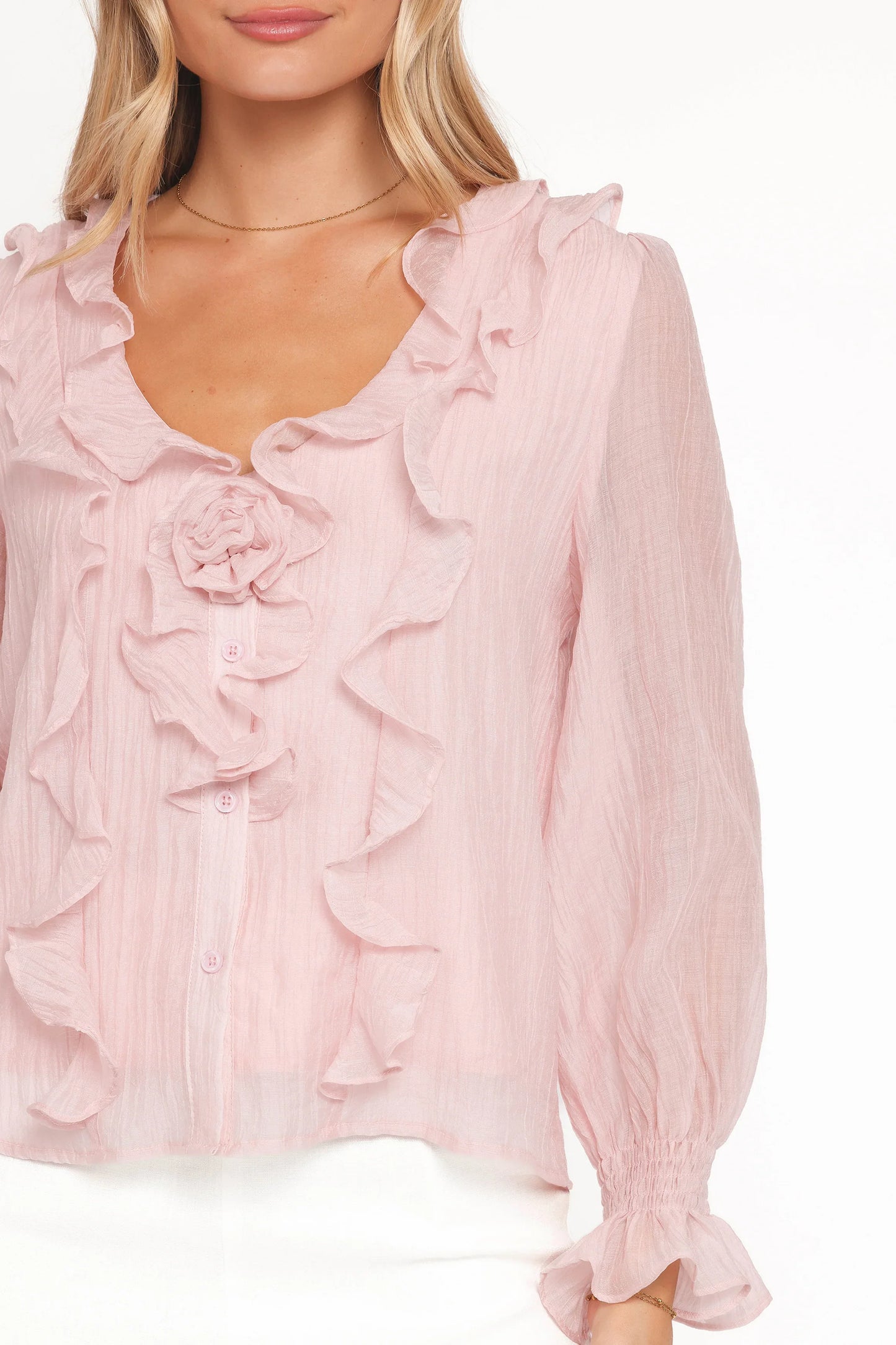 Lennon Ruffle Blouse Blush