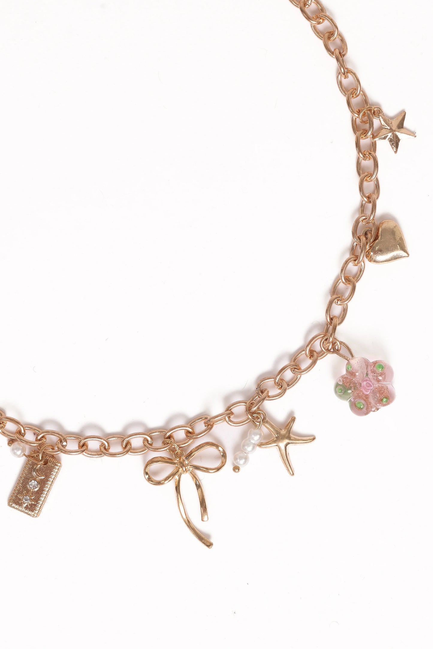 Sienna Charm Necklace Gold Pink