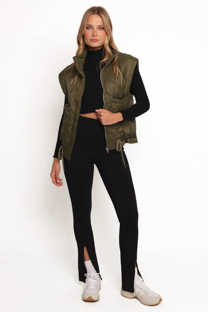 Haven Zip Front Puff Vest Olive