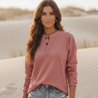 Casual Long Sleeve Henley Top