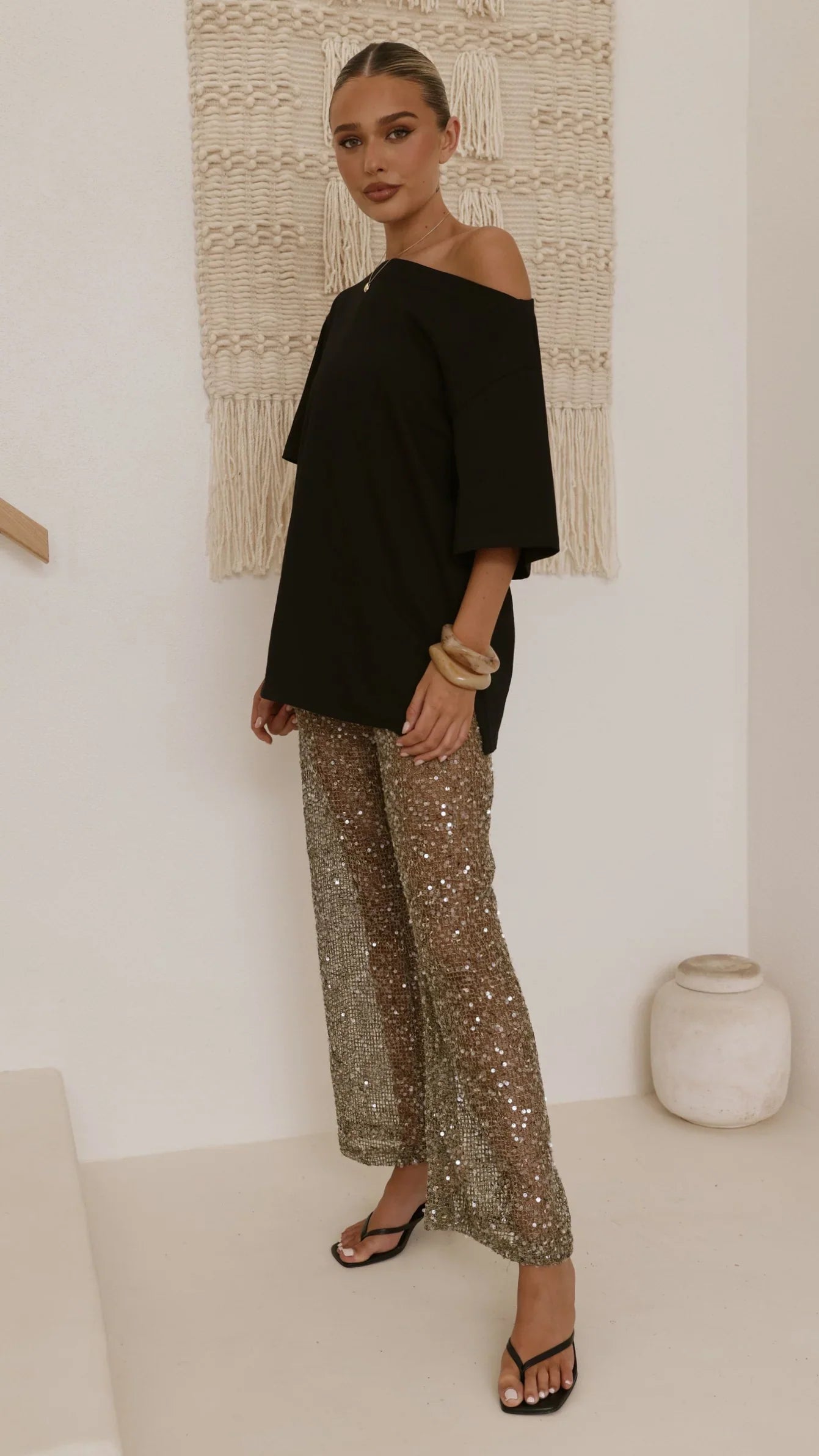 Zinnia Sequins Pant Khaki