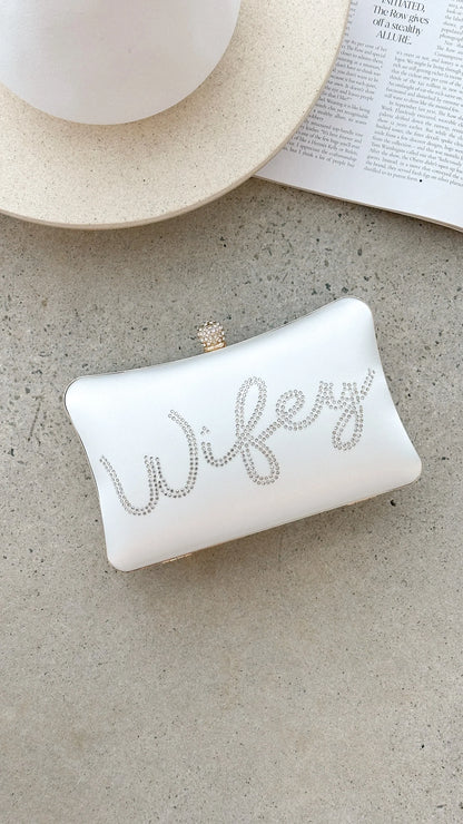 Wifey Satin Clutch Gold