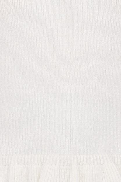 Emilie Short Sleeve Ruffle Crew Sweater Cream