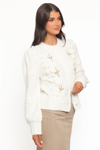 Cleo Floral Cardigan Cream