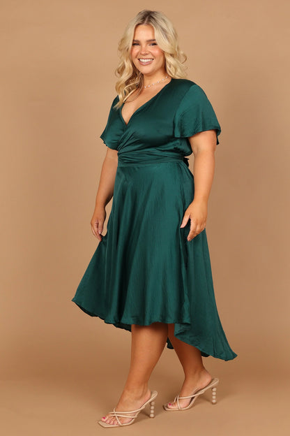 Amanda Hi Lo Tie Front Dress Emerald