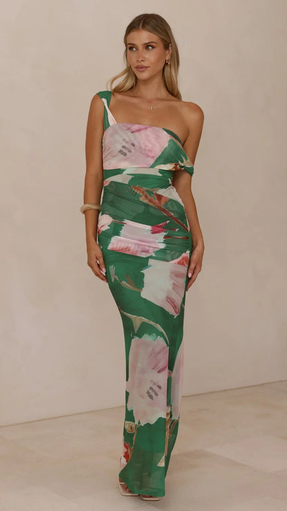 Lena Maxi Dress Green Floral