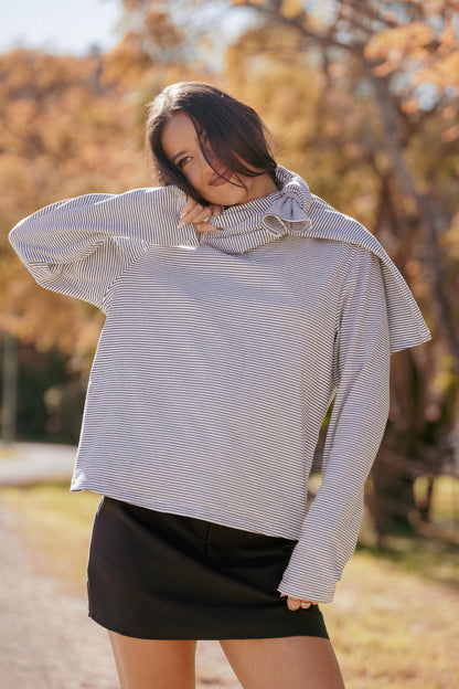 Ruva Long Sleeve Tee Navy White Stripe