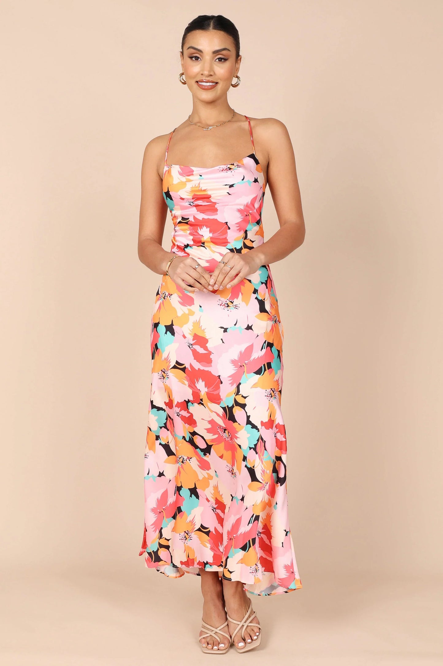 Posse Midi Slip Dress Pink Floral