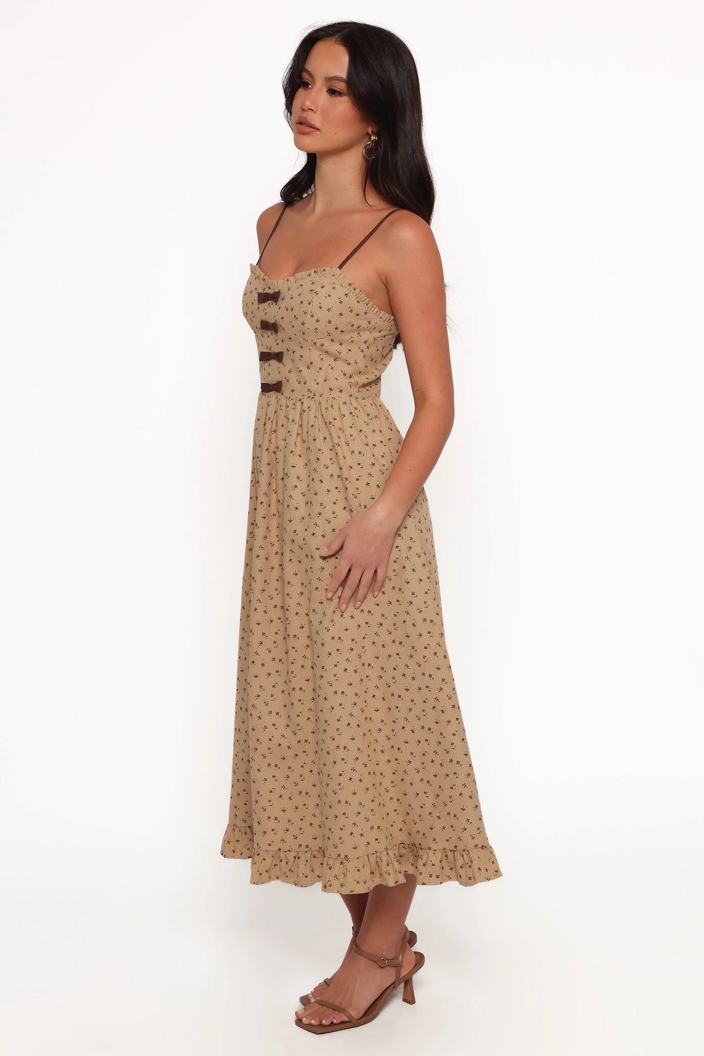 Robbins Midi Dress Beige Brown