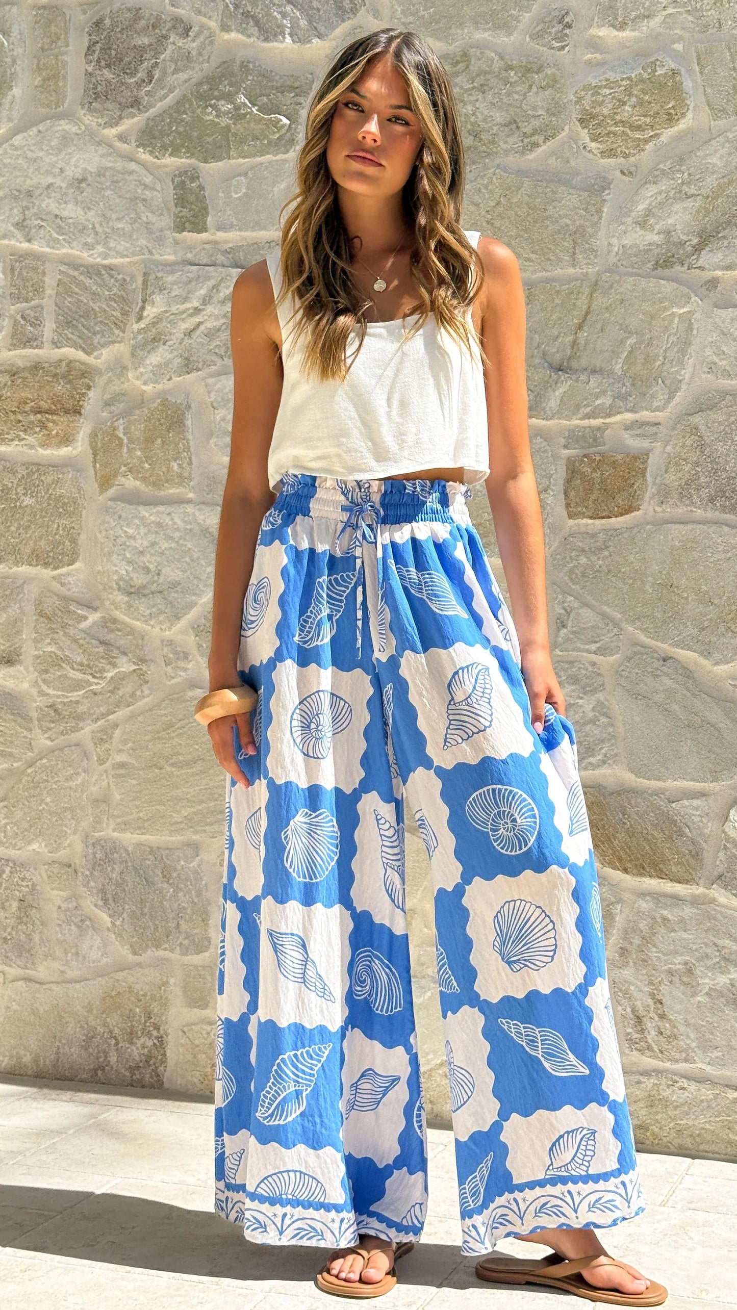 Avery Wide Leg Pants La Mer Blue
