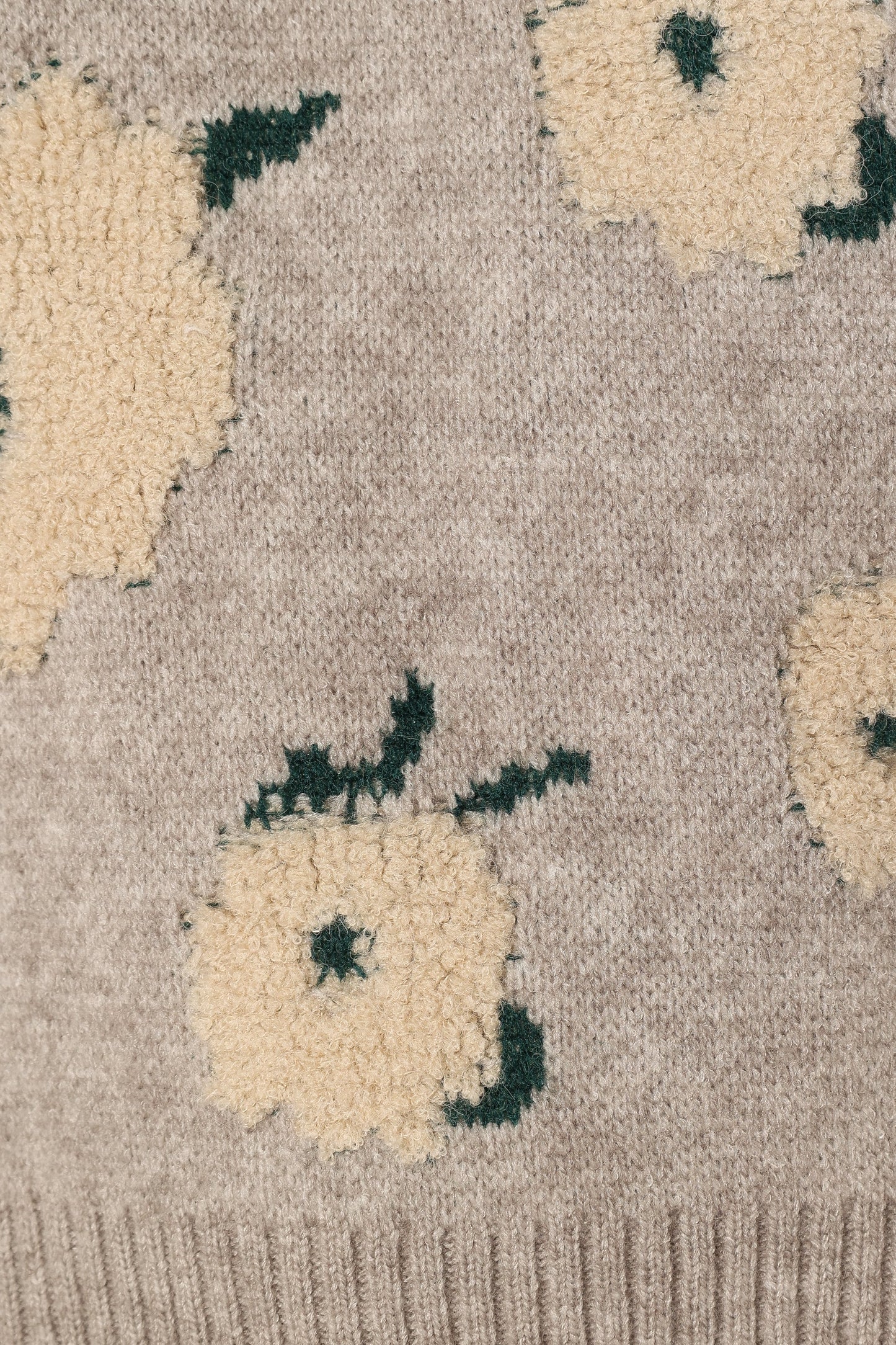 Aubrielle All Over Flower Knit Sweater Grey Green