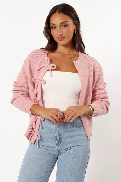 Wilde Bow Front Cardigan Blush