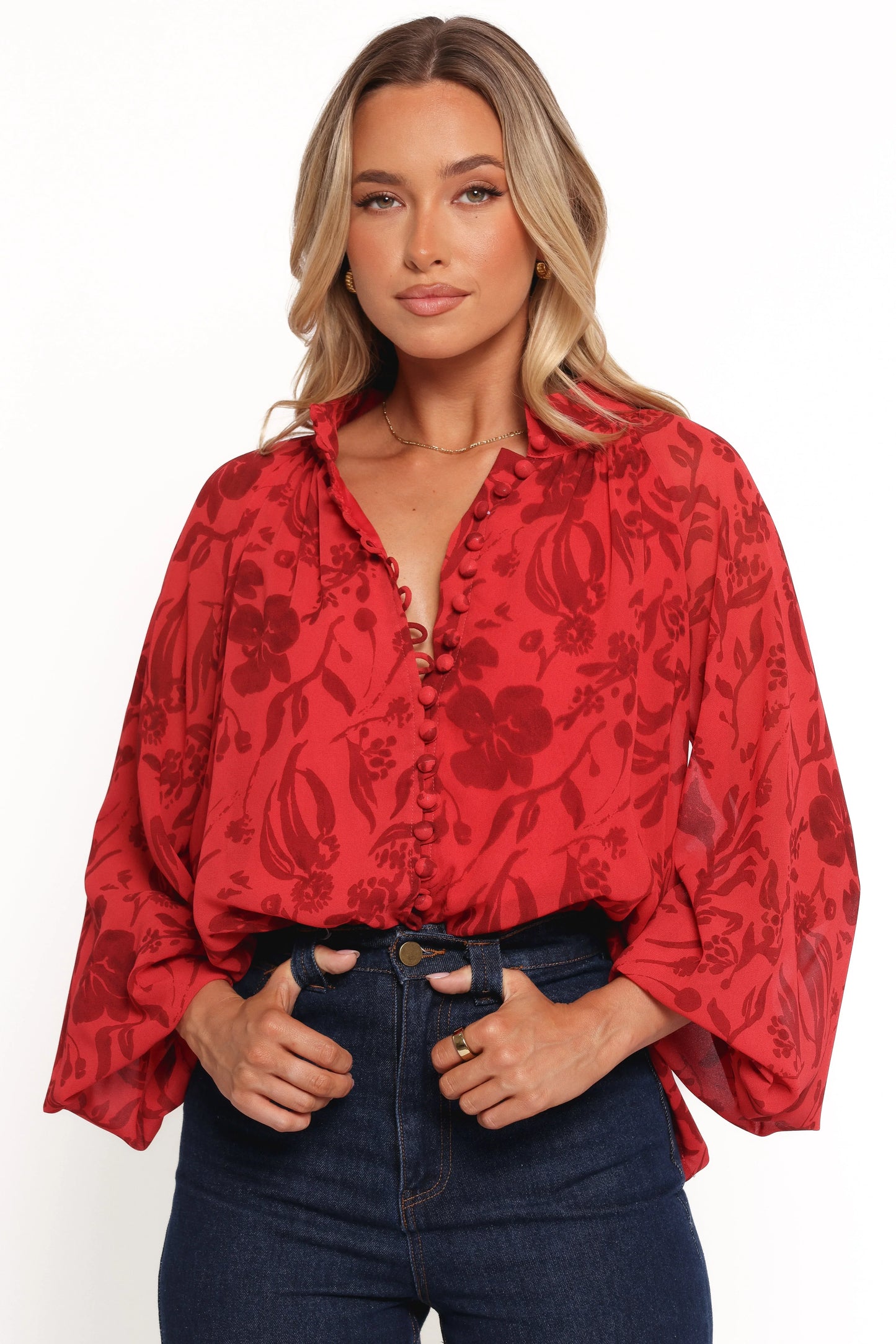 Marni Top Red Floral