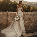 Boho Lace Off the Shoulder Wedding Dress