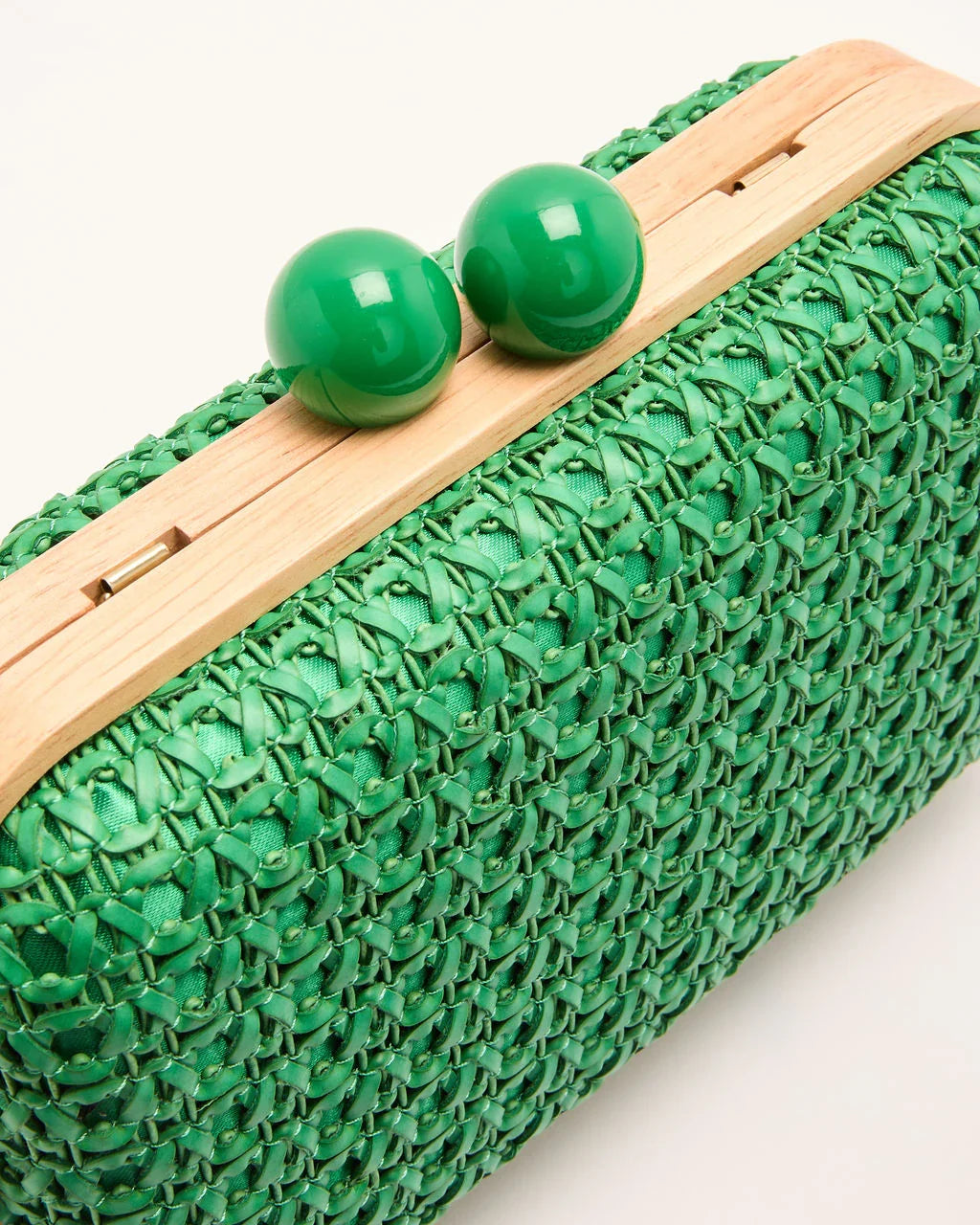 Lindsie Woven Vegan Leather Wooden Frame Clutch