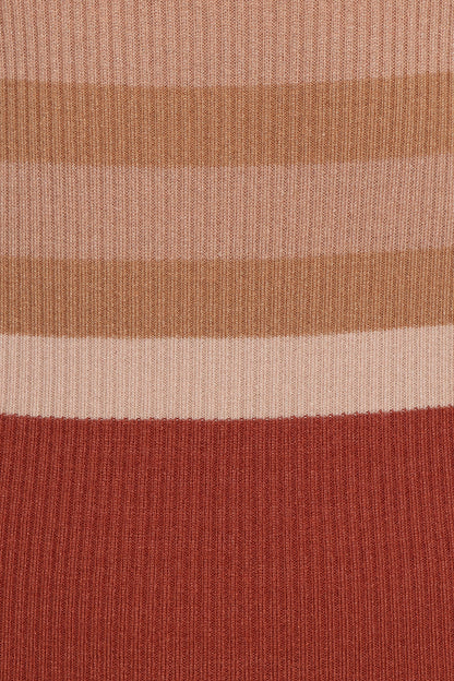 Colten Long Sleeve Knit Dress Brown Stripe