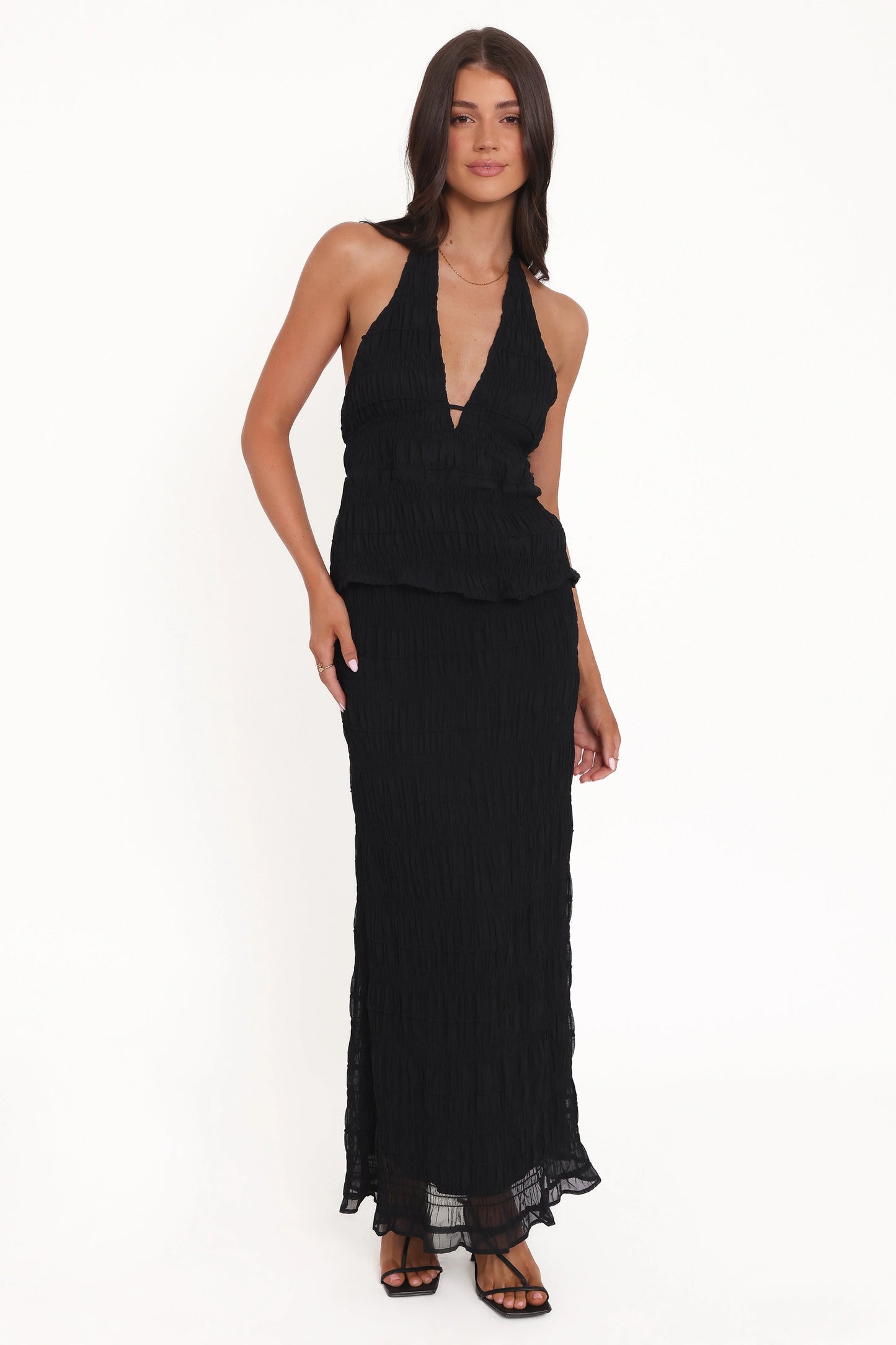 Zafira Textured Halter Top Black