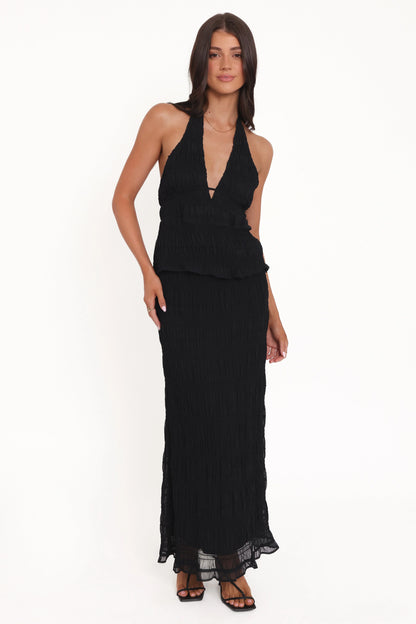 Zafira Textured Halter Top Black