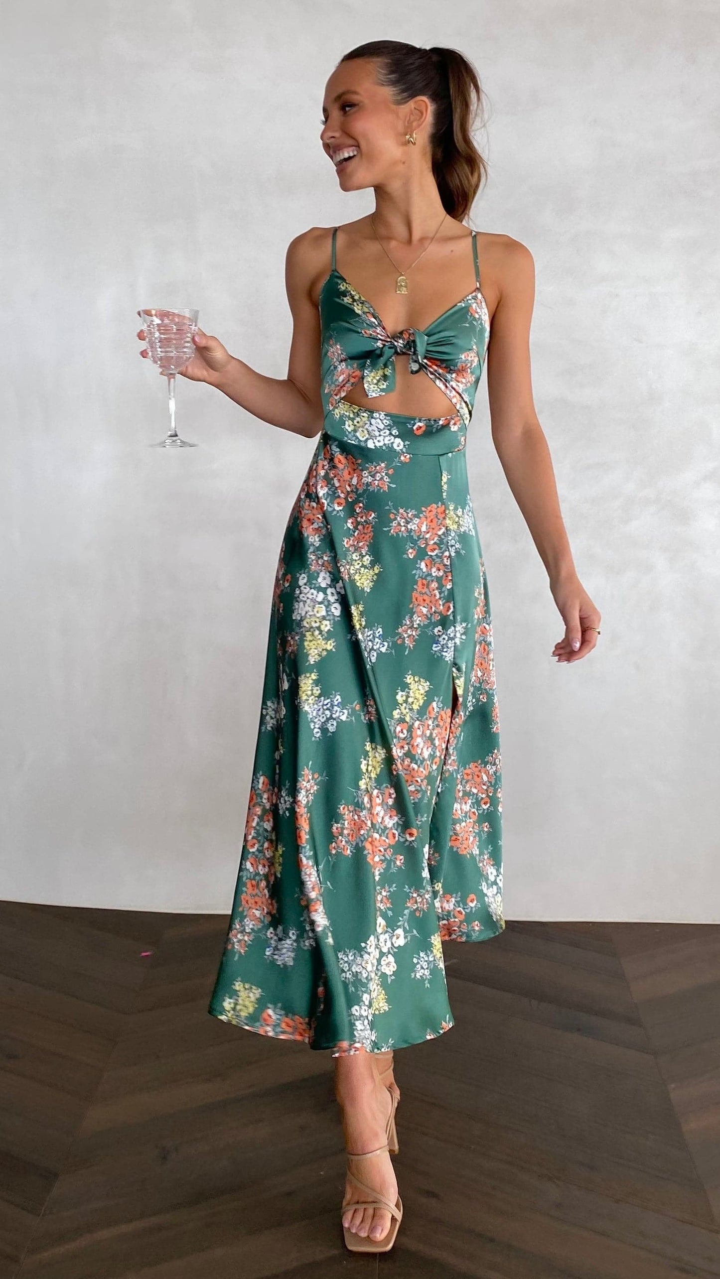 Dreamers Midi Dress Green Floral