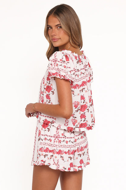 Solana Short Set Red Rose