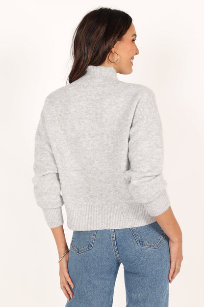 Brianna Mockneck Knit Sweater Heather Grey