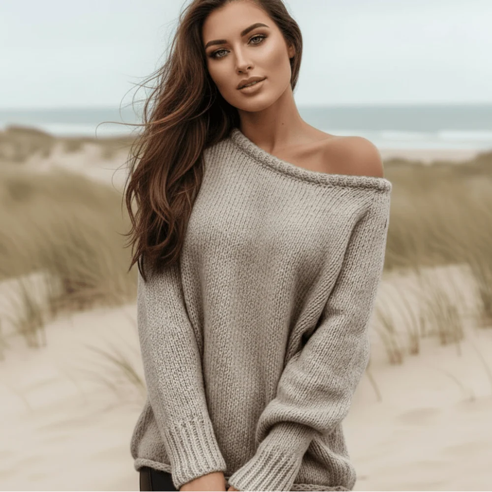 Off Shoulder Boho Knit Sweater