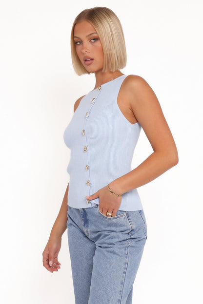 Lysa Knit Vest Top Blue