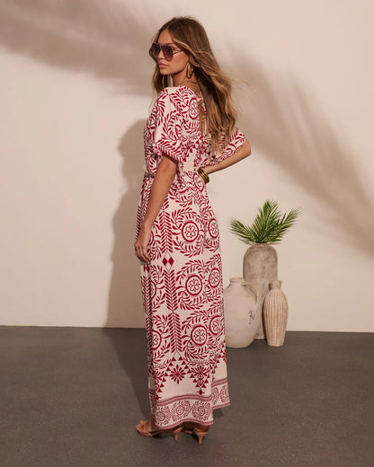 Carlea Abstract Print Waist Tie Jumpsuit