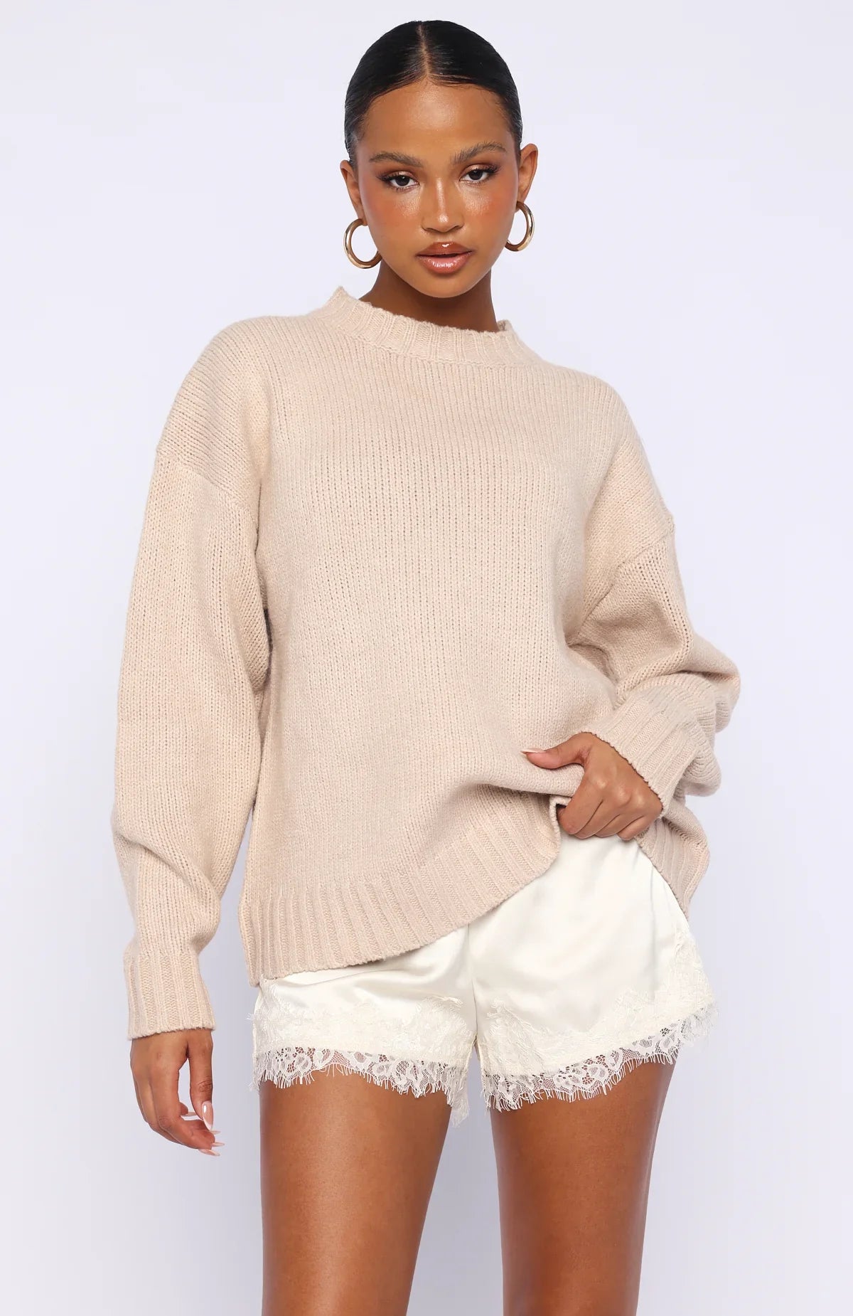 Apres Ski With Me Knit Sweater Beige