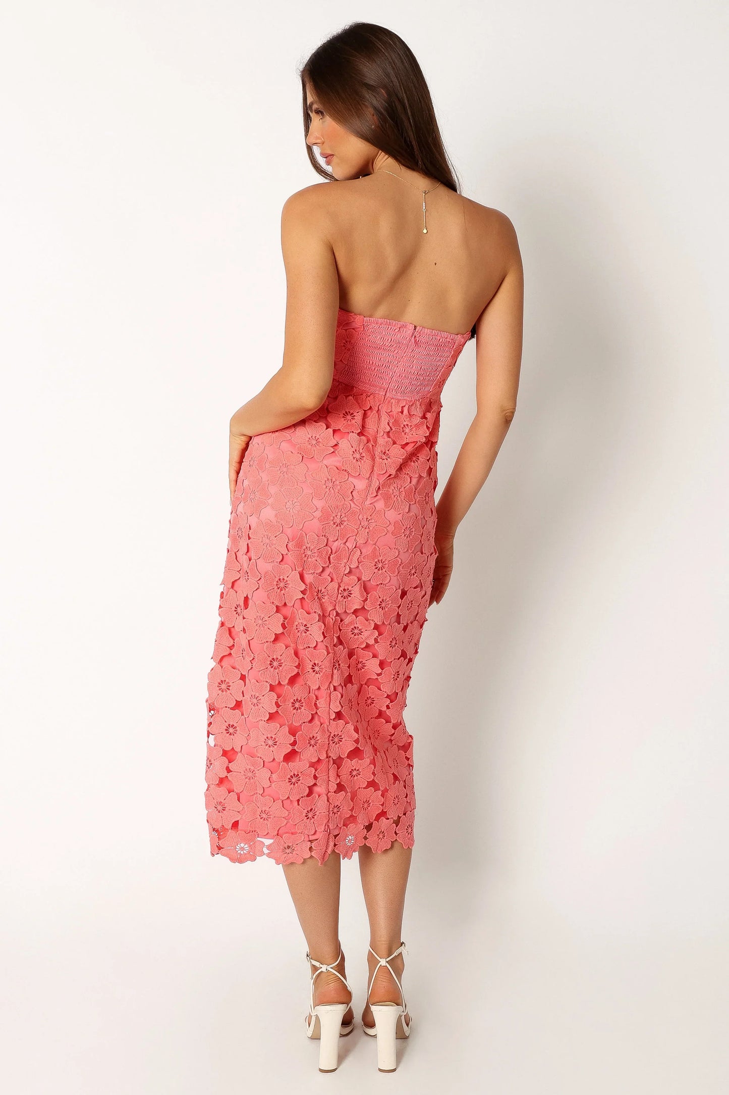 Tyler Strapless Midi Dress Watermelon