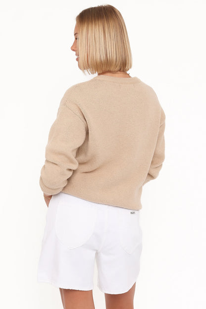 Amber Dachshund Sweater Beige