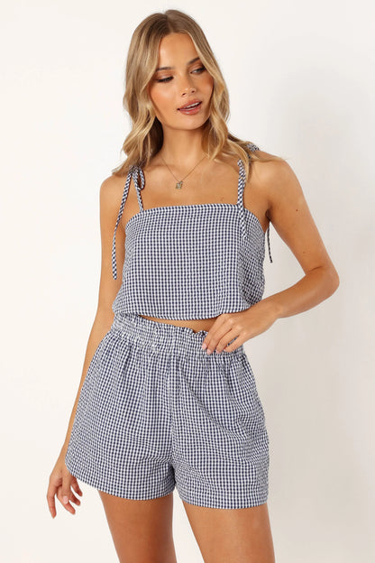 Callum Short Set Navy Gingham