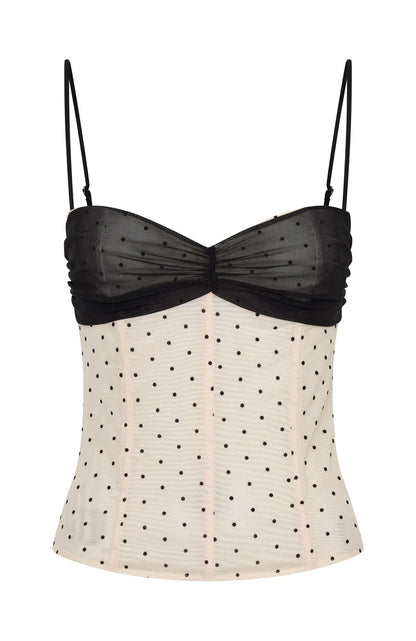 Roam Free Top Cream Black Polka Dot