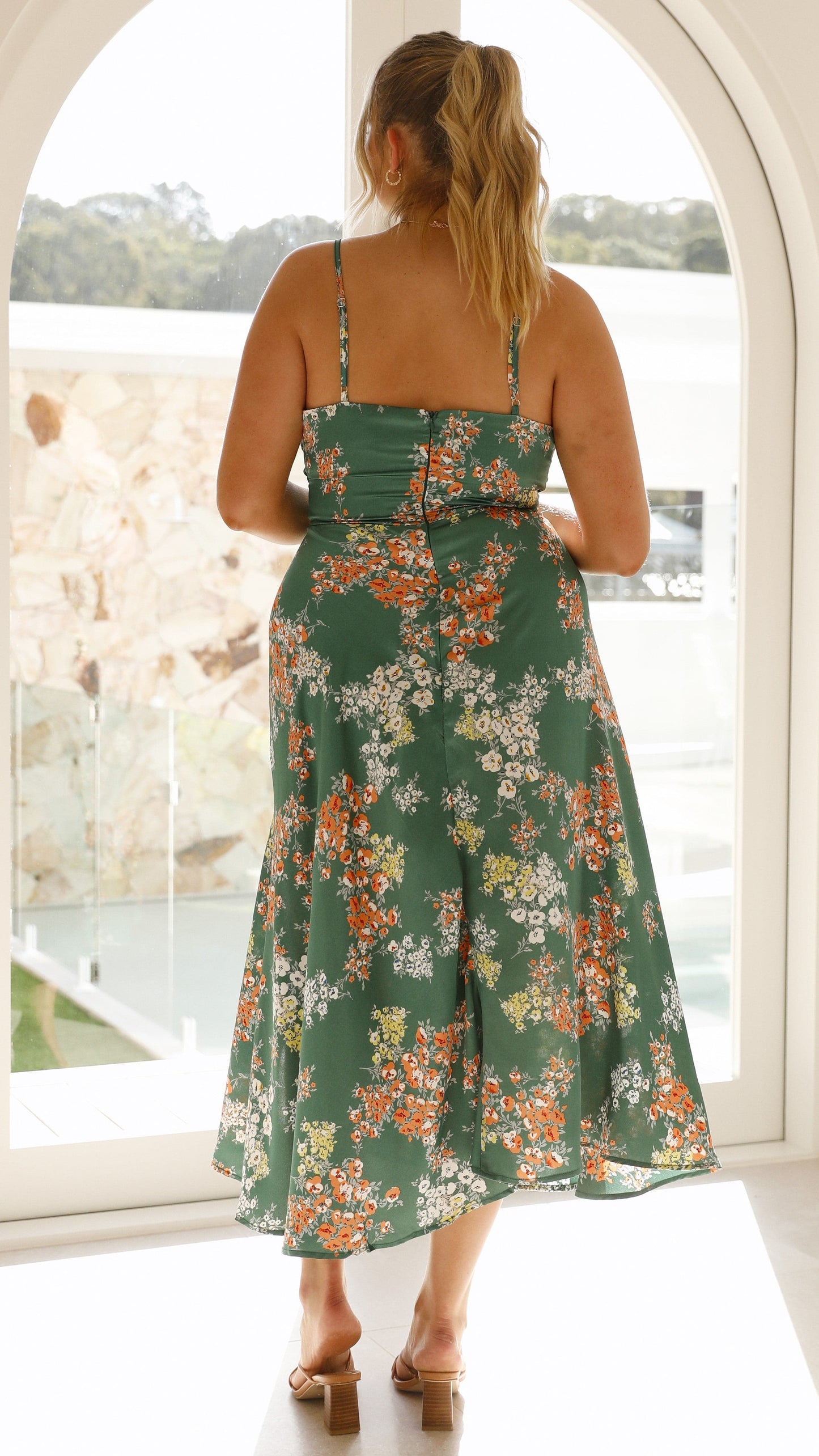 Dreamers Midi Dress Green Floral