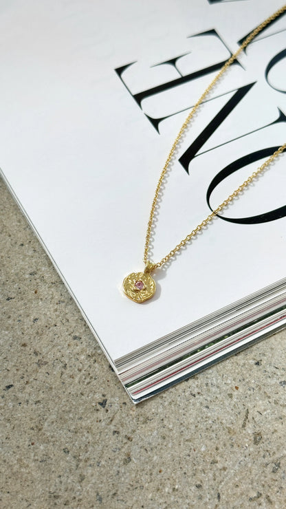 October Birthstone Necklace Rose Quartz