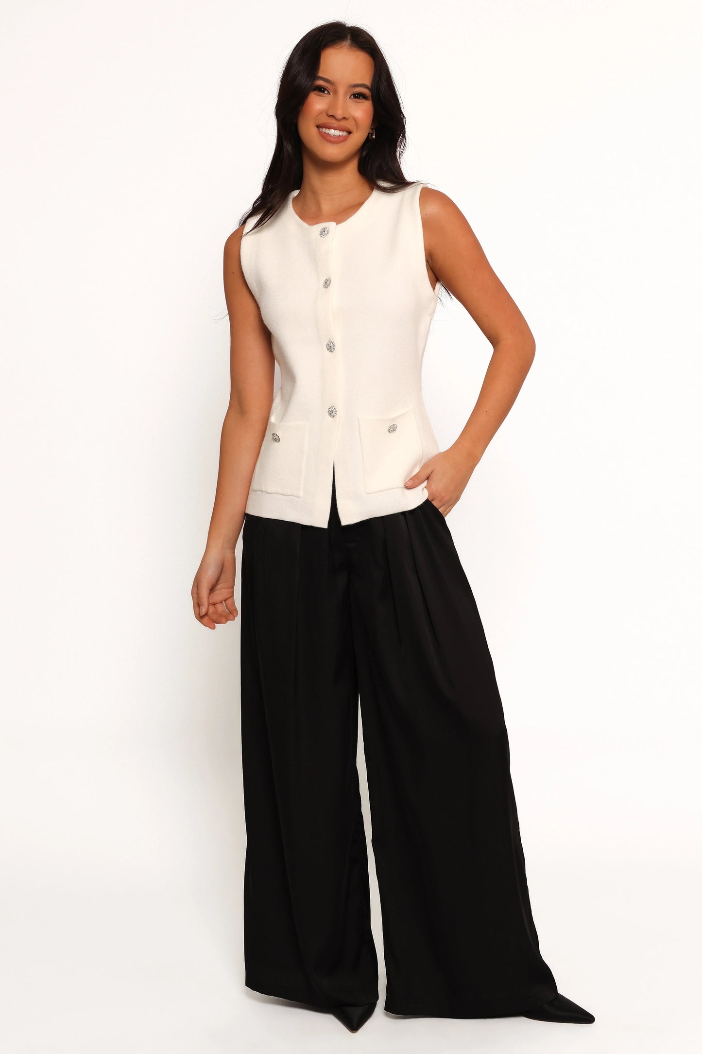Andrea Knit Vest Top Cream