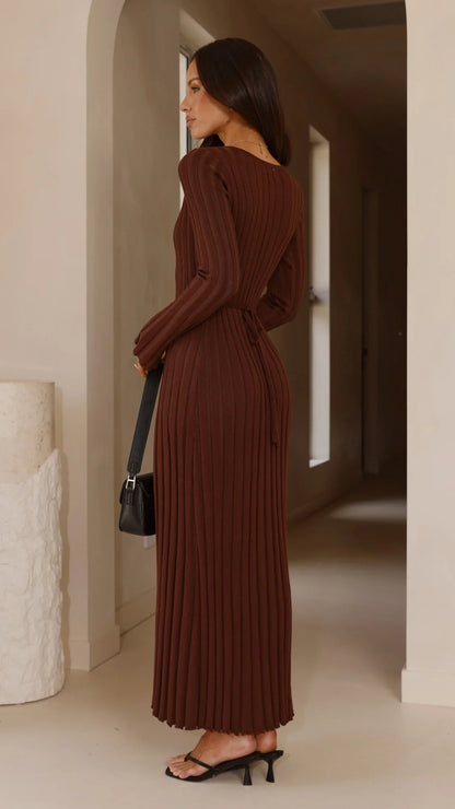 Cyra Long Sleeve Maxi Dress Chocolate