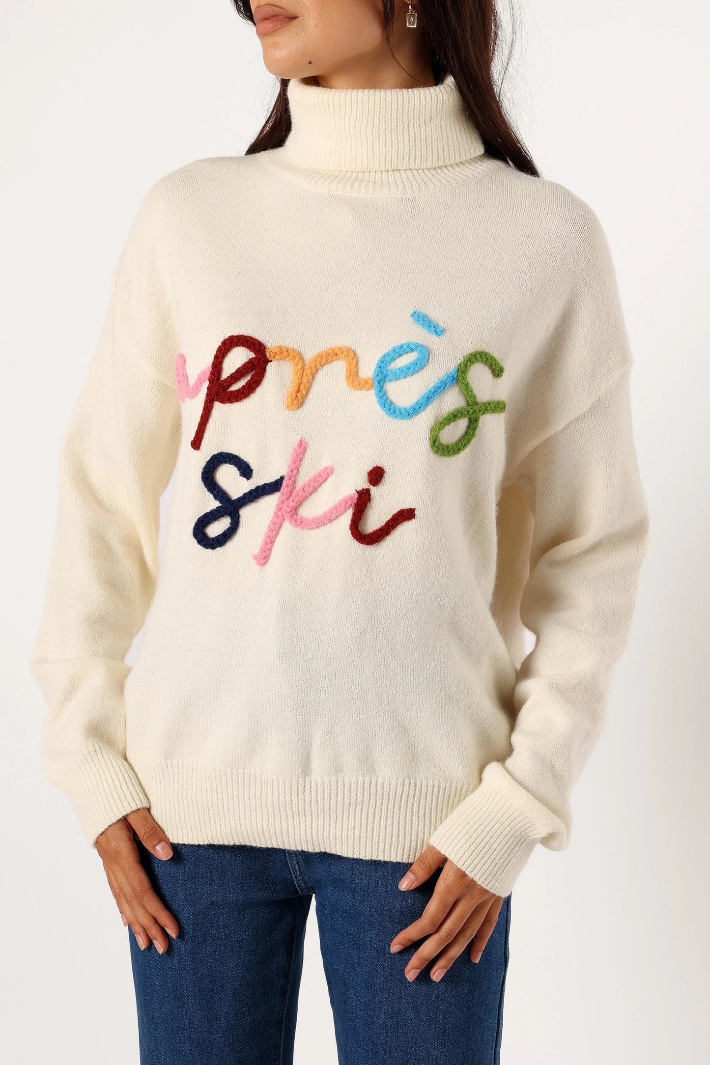 Apres Ski Turtleneck Knit Sweater Off White