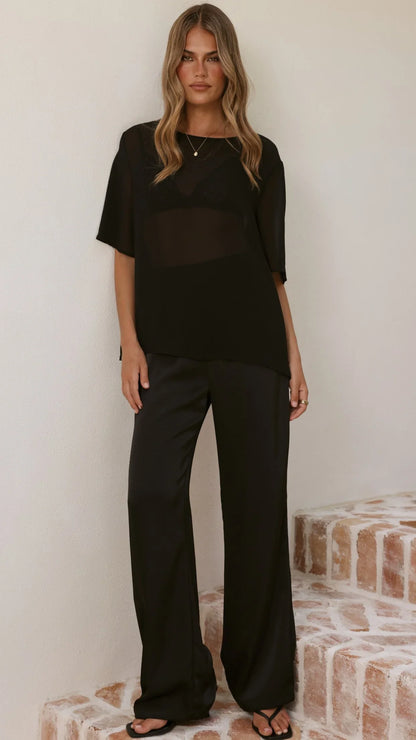 Davette Mesh T Shirt Black