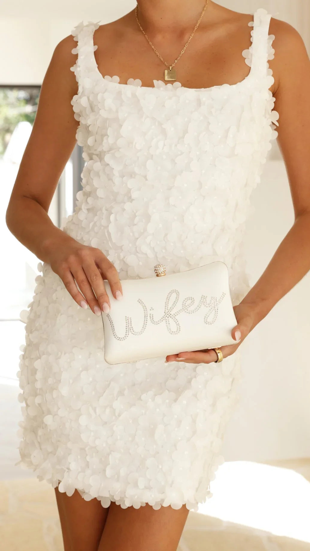 Wifey Satin Clutch Gold