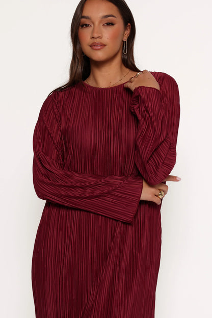 Tannikah Plisse Midi Dress Ruby Wine