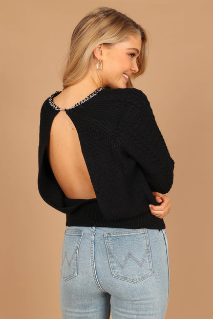 Liv Chain Detail Knit Sweater Black