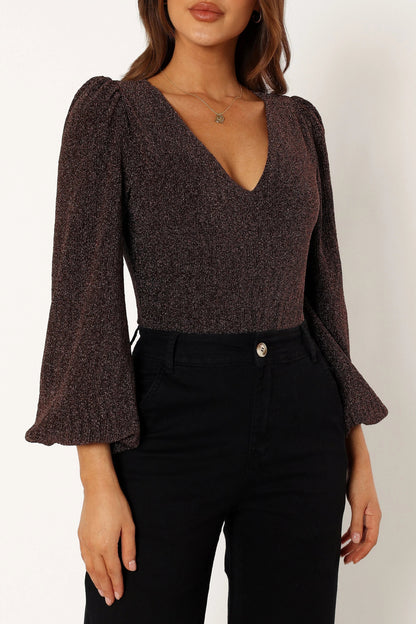 Wander Long Sleeve Bodysuit Bronze